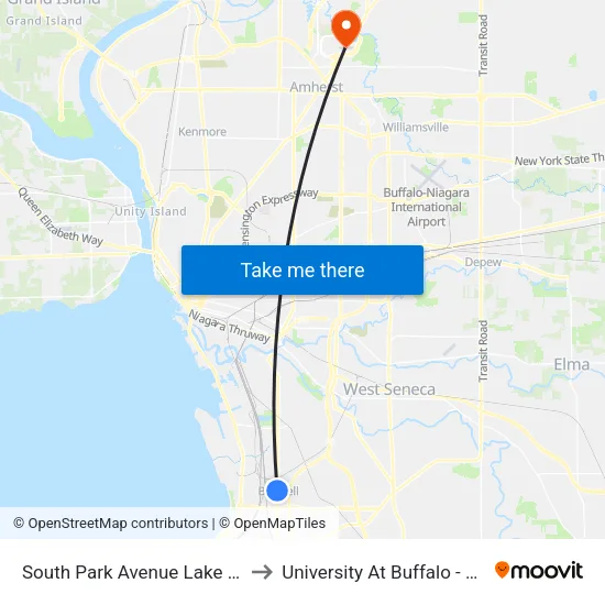 South Park Avenue Lake Avenue South to University At Buffalo - Alumni Arena map