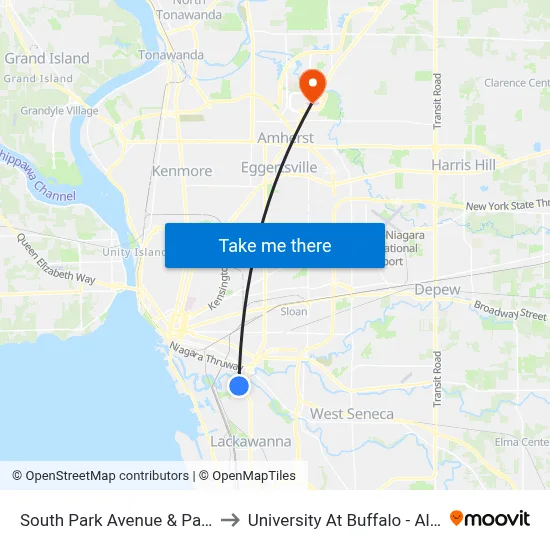 South Park Avenue & Payson Street to University At Buffalo - Alumni Arena map