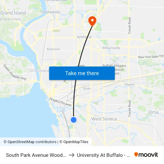 South Park Avenue & Woodside Avenue to University At Buffalo - Alumni Arena map