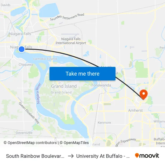 South Rainbow Boulevard & 1st Street to University At Buffalo - Alumni Arena map