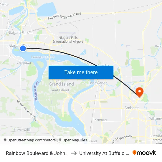 Rainbow Boulevard & John B Daly Boulevard to University At Buffalo - Alumni Arena map