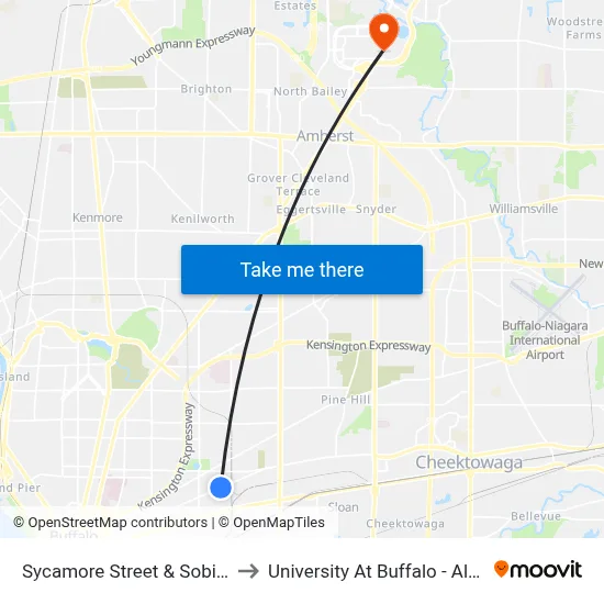 Sycamore Street & Sobieski Street to University At Buffalo - Alumni Arena map