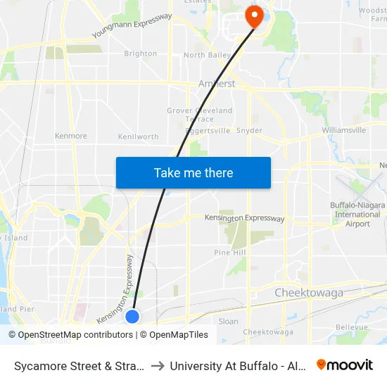 Sycamore Street & Strauss Street to University At Buffalo - Alumni Arena map