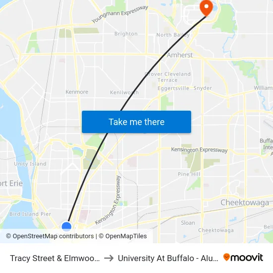 Tracy Street & Elmwood Avenue to University At Buffalo - Alumni Arena map