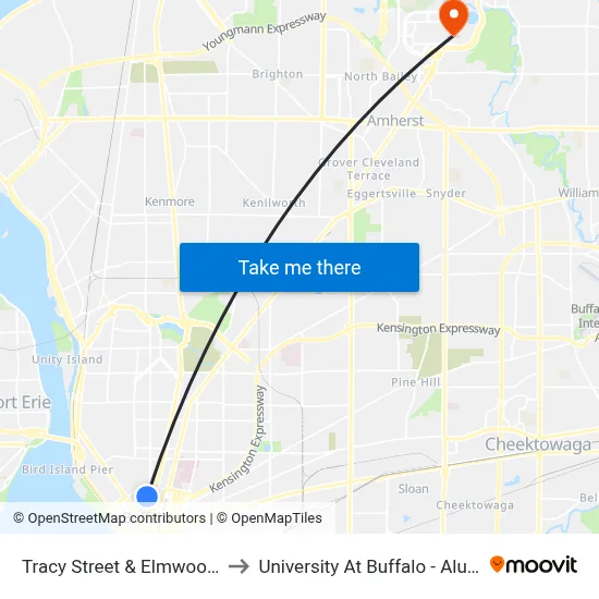 Tracy Street & Elmwood Avenue to University At Buffalo - Alumni Arena map