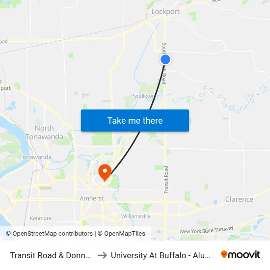 Transit Road & Donner Road to University At Buffalo - Alumni Arena map