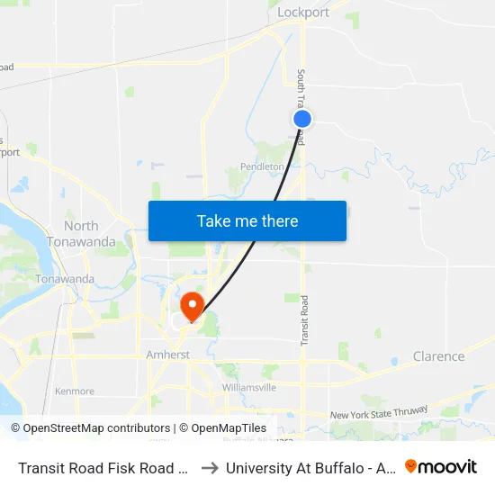 Transit Road & Fisk Road to University At Buffalo - Alumni Arena map