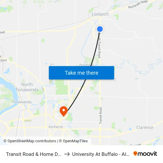 Transit Road & Home Depot Plaza to University At Buffalo - Alumni Arena map