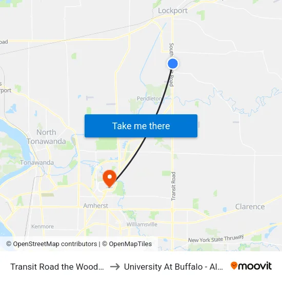 Transit Road the Woodlands East to University At Buffalo - Alumni Arena map