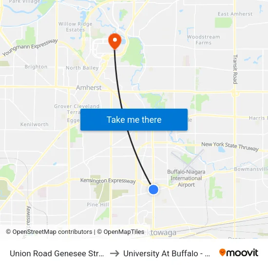 Union Road Genesee Street North Far to University At Buffalo - Alumni Arena map