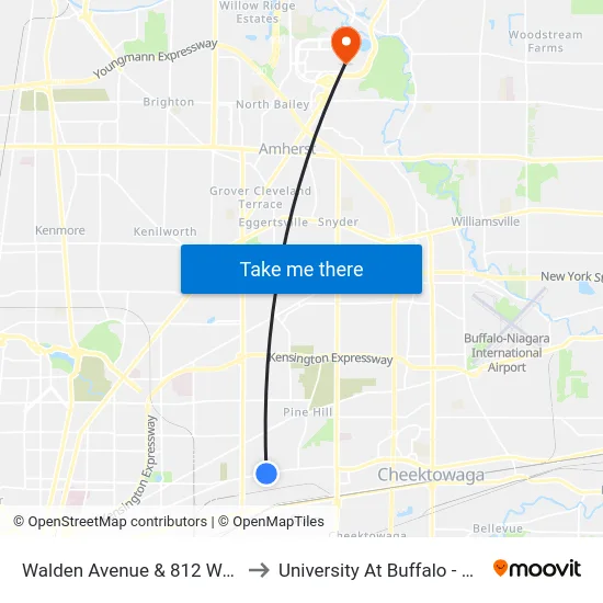 Walden Avenue & 812 Walden Avenue to University At Buffalo - Alumni Arena map
