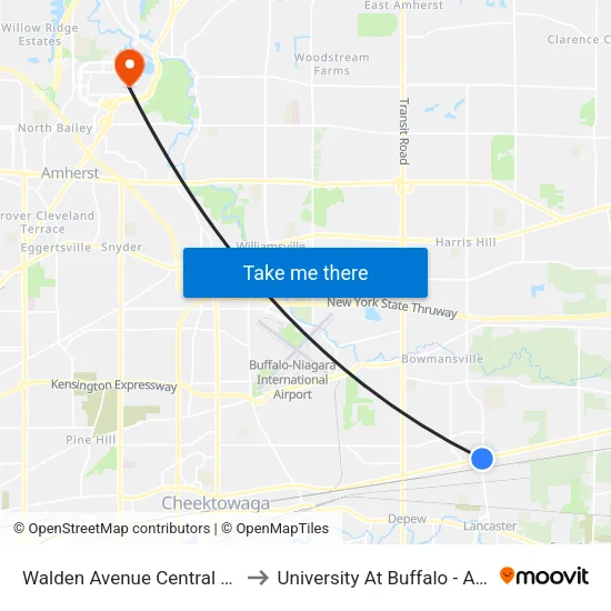 Walden Avenue & Central Avenue to University At Buffalo - Alumni Arena map