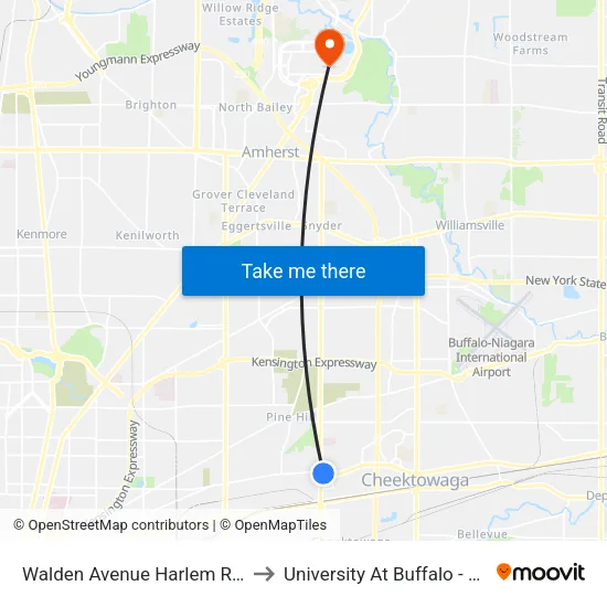 Walden Avenue Harlem Road East Fars to University At Buffalo - Alumni Arena map