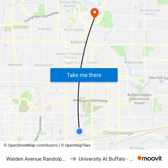Walden Avenue Randolph Avenue West to University At Buffalo - Alumni Arena map