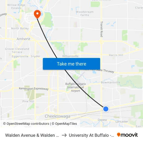 Walden Avenue & Walden Business Center to University At Buffalo - Alumni Arena map