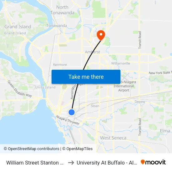 William Street & Stanton Street to University At Buffalo - Alumni Arena map