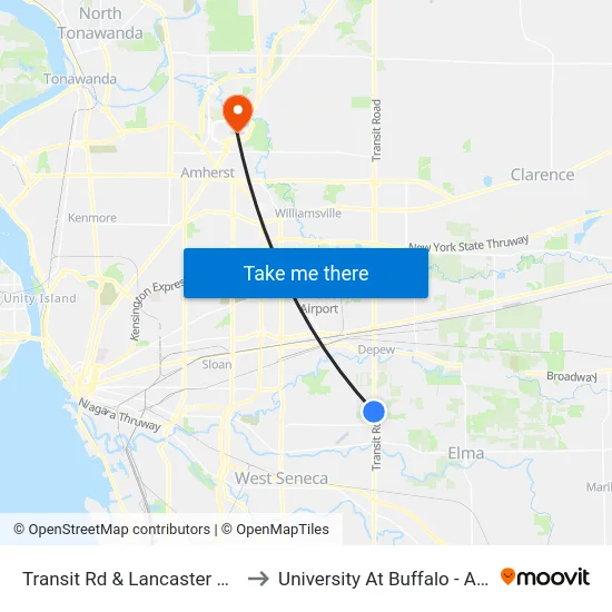 Transit Rd & Lancaster Medical Park to University At Buffalo - Alumni Arena map