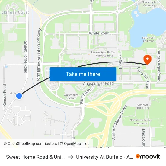 Sweet Home Road & University Place to University At Buffalo - Alumni Arena map
