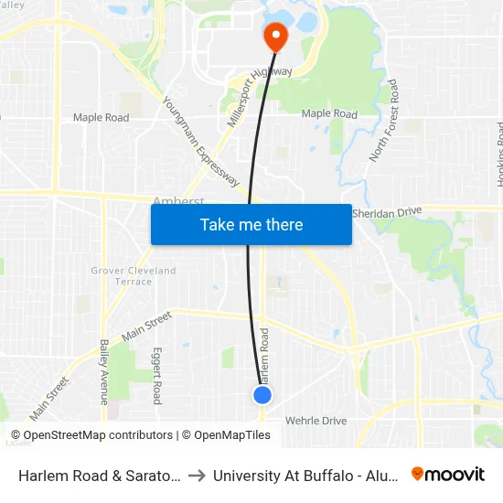 Harlem Road & Saratoga Road to University At Buffalo - Alumni Arena map