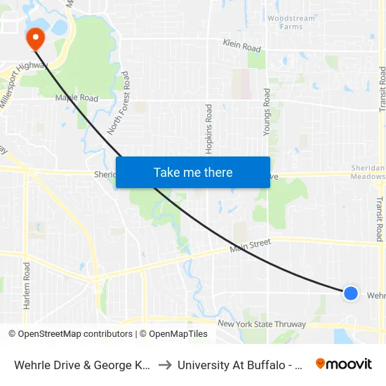 Wehrle Drive & George Karl Boulevard to University At Buffalo - Alumni Arena map