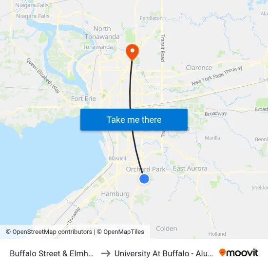 Buffalo Street & Elmhurst Drive to University At Buffalo - Alumni Arena map