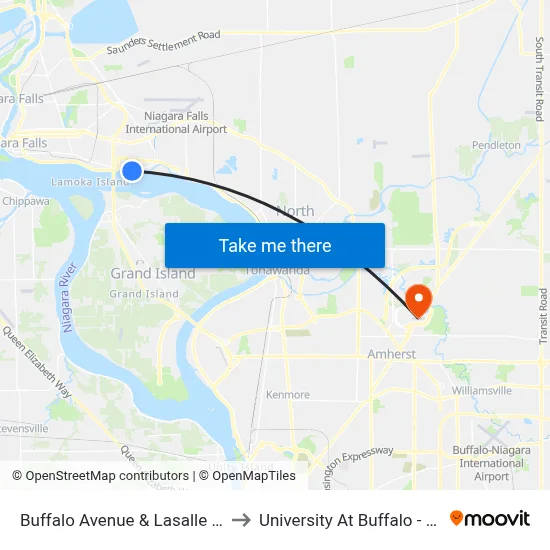 Buffalo Avenue & Lasalle Middle School to University At Buffalo - Alumni Arena map
