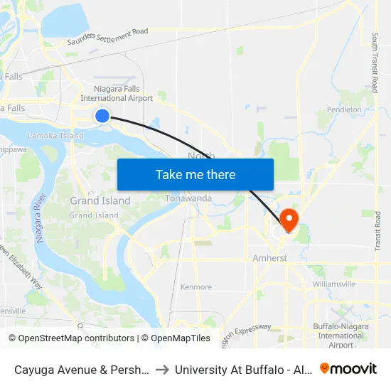 Cayuga Avenue & Pershing Avenue to University At Buffalo - Alumni Arena map