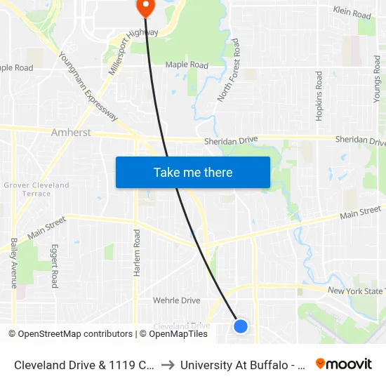 Cleveland Drive & 1119 Cleveland Drive to University At Buffalo - Alumni Arena map