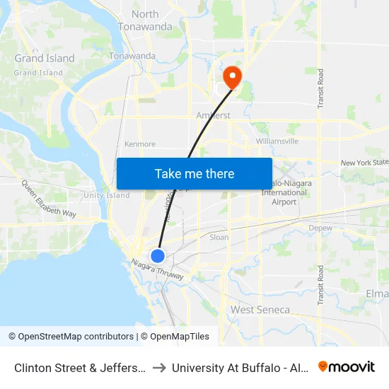 Clinton Street & Jefferson Avenue to University At Buffalo - Alumni Arena map