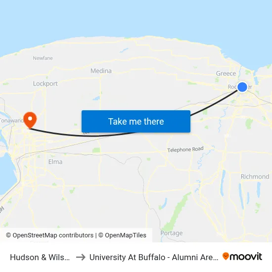 Hudson & Wilson to University At Buffalo - Alumni Arena map
