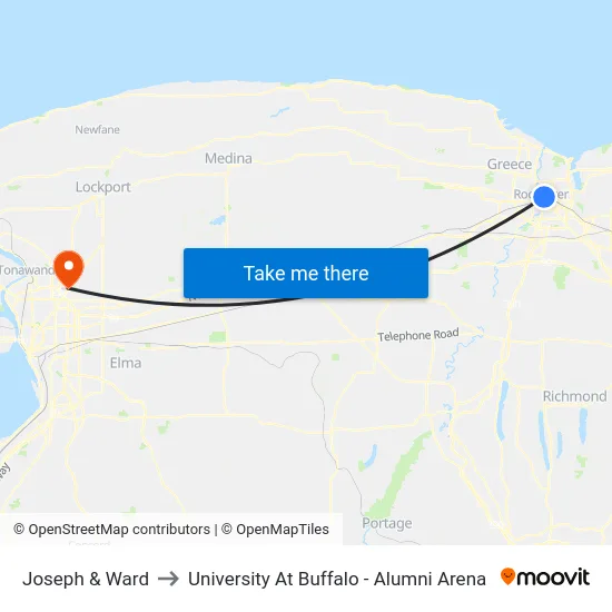 Joseph & Ward to University At Buffalo - Alumni Arena map