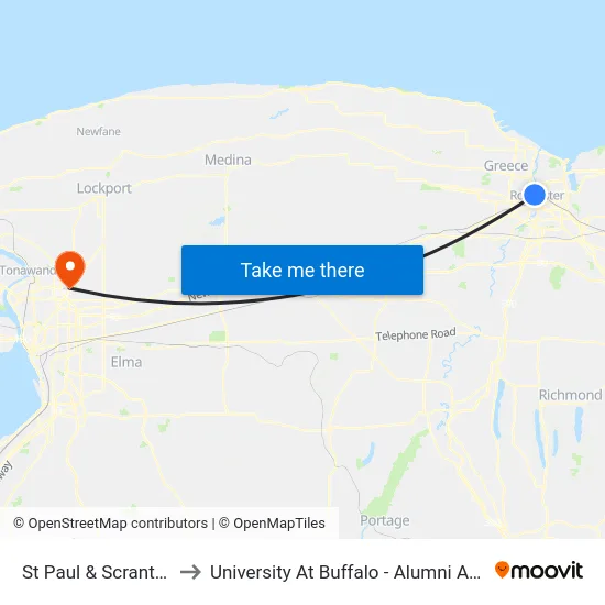 St Paul & Scrantom to University At Buffalo - Alumni Arena map