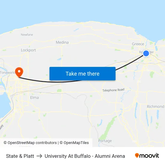 State & Platt to University At Buffalo - Alumni Arena map