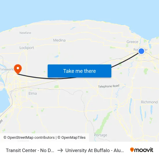 Transit Center  - No Direction to University At Buffalo - Alumni Arena map