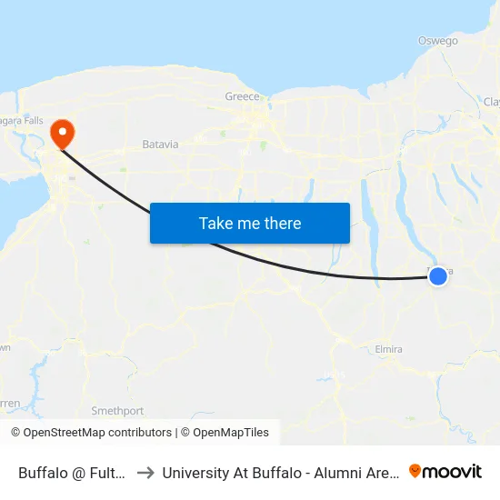 Buffalo @ Fulton to University At Buffalo - Alumni Arena map