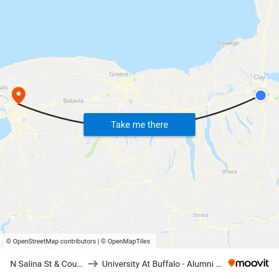 N Salina St & Court St to University At Buffalo - Alumni Arena map