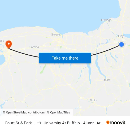 Court St & Park St to University At Buffalo - Alumni Arena map