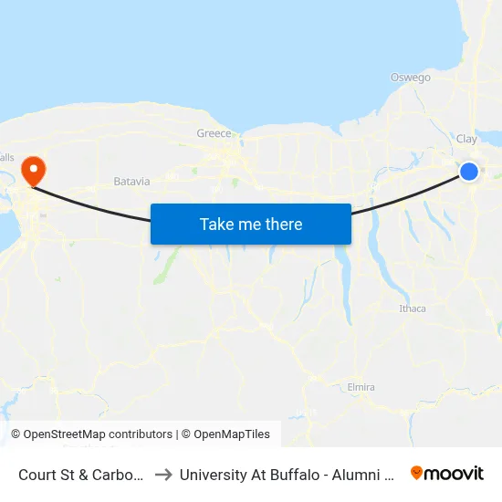 Court St & Carbon St to University At Buffalo - Alumni Arena map