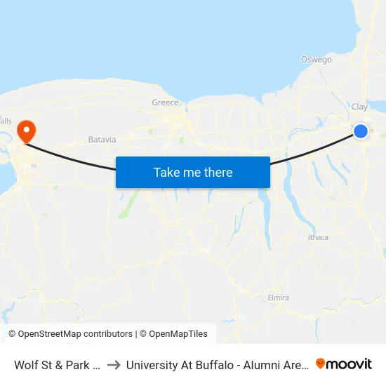 Wolf St & Park St to University At Buffalo - Alumni Arena map