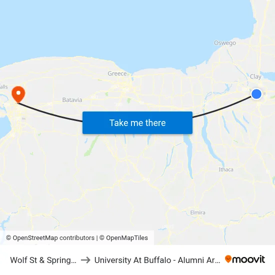 Wolf St & Spring St to University At Buffalo - Alumni Arena map