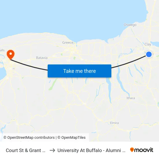 Court St & Grant Blvd to University At Buffalo - Alumni Arena map