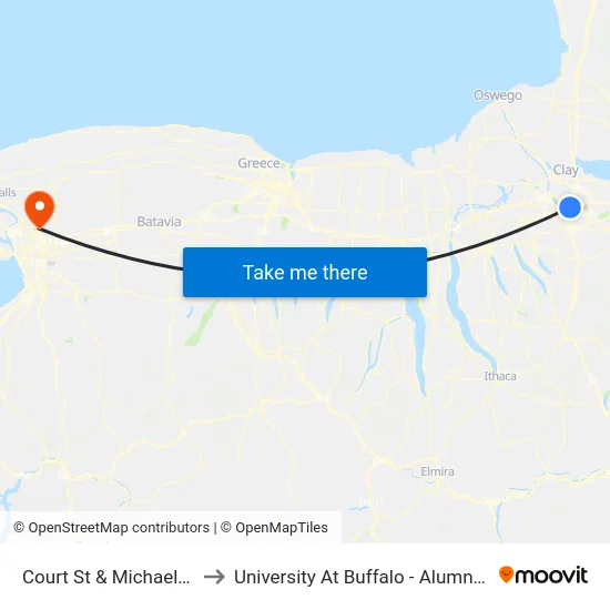 Court St & Michaels Ave to University At Buffalo - Alumni Arena map