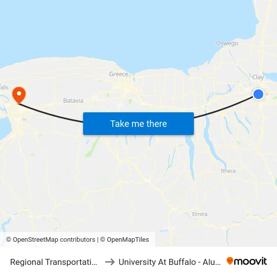 Regional Transportation Center to University At Buffalo - Alumni Arena map