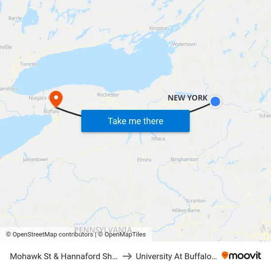 Mohawk St & Hannaford Shopping Center Ex#2 to University At Buffalo - Alumni Arena map