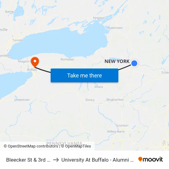 Bleecker St & 3rd Ave to University At Buffalo - Alumni Arena map