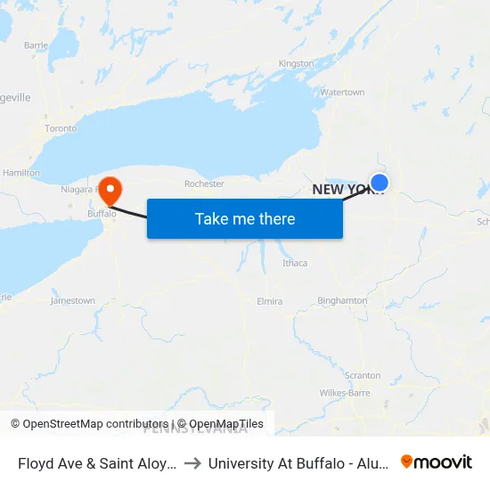 Floyd Ave & Saint Aloysius Ave to University At Buffalo - Alumni Arena map