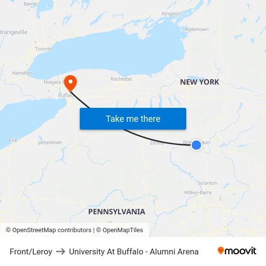 Front/Leroy to University At Buffalo - Alumni Arena map