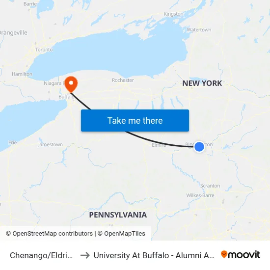 Chenango/Eldridge to University At Buffalo - Alumni Arena map