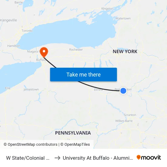 W State/Colonial Plaza to University At Buffalo - Alumni Arena map