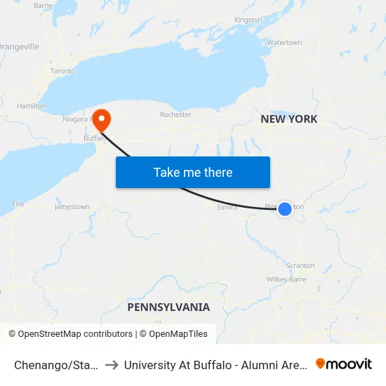 Chenango/State to University At Buffalo - Alumni Arena map